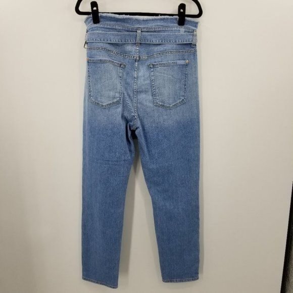 7FAMK The Paperbag Jeans in Bright Blue Jay High Rise Tie Waist Size 32 - Picture 8 of 11